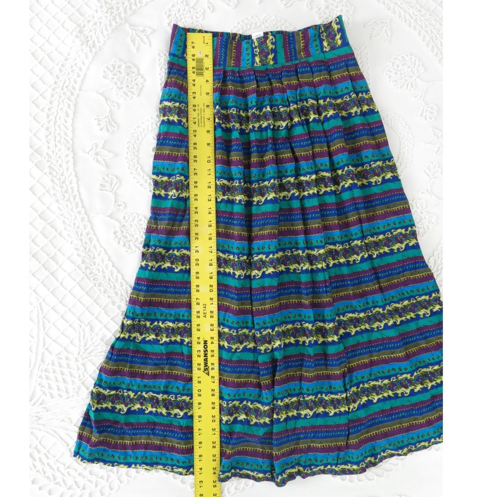 Vintage 90s Lee David Collection Large Rayon Maxi Skirt Floral Stripe Large NWT - Picture 2 of 7